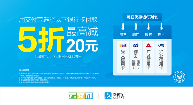 支付宝银行折扣日
